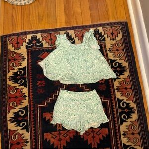 Minnow block print Green/white  Matching Set